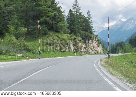 Pass Road Over The Alps At Summit, Austria