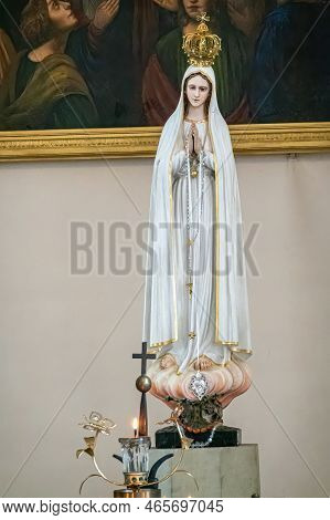 Estonia, Tallinn - July 21, 2022: Inside St. Peter And St. Paul Cathedral. Closeup Of Pale To White 