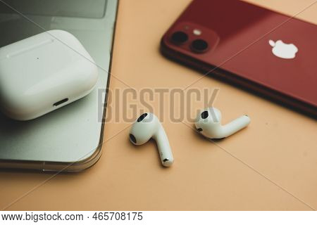 Bangkok, Thailand - November 19, 2022 : Apple Airpods (3rd Generation) With Wireless Charging Case A