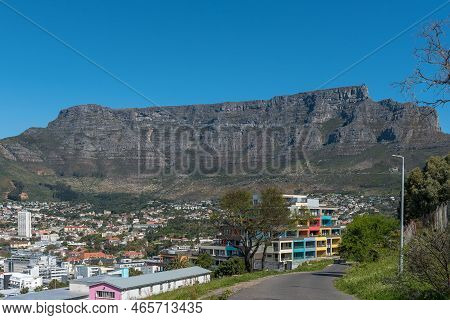 Cape Town, South Africa - Sep 14, 2022: Table Mountain, Part Of Cape Town And Part Of The Colorful B
