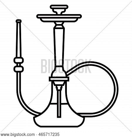 Black Icon Of Turkish Hookah For Smoking. Flat Vector Illustration.