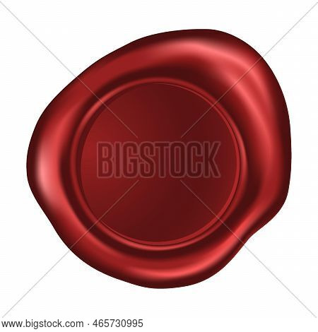 Realistic Paraffin Antique Wax Stamp In Shape On White Background Cartoon Vector Illustration. Old W