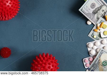 Massage Balls On A Contrasting Background. The Abstract Appearance Of The Coronavirus Covid-19. Conc