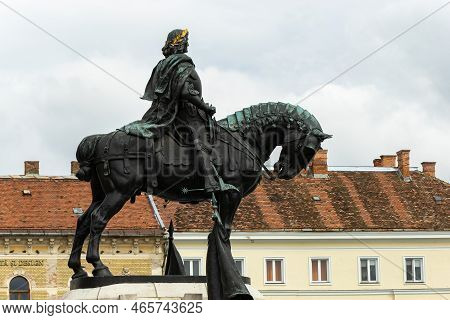 Cluj-napoca, Romania - September 17, 2022: Matthias Corvinus Monument, Work By The Artists Janos Fad