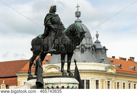 Cluj-napoca, Romania - September 17, 2022: Matthias Corvinus Monument, Work By The Artists Janos Fad