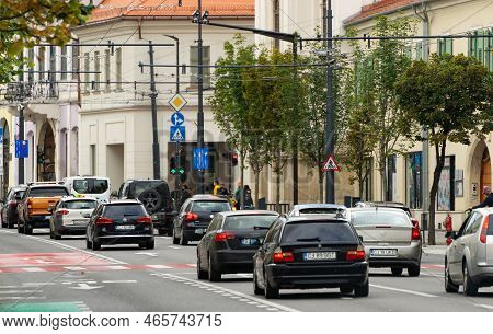 Cluj-Napoca, Romania - September 17, 2022: Cars in traffic on 21 December Boulevard. This image is for editorial use only.