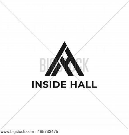 Abstract Initial Letter Ih Or Hi Logo In Black Color Isolated In White Background Applied For Podcas