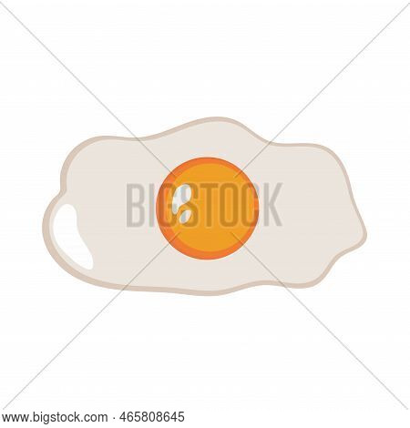 Fried Egg Isolated On White Background. Fried Egg Flat Flow