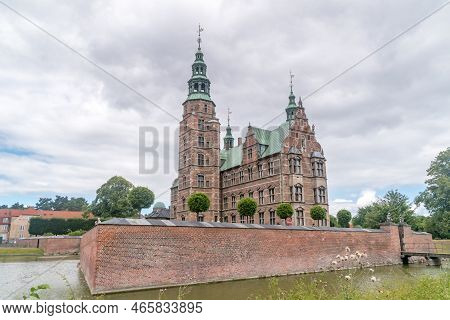 Copenhagen, Denmark - July 26, 2022: Rosenborg (rosenborg Castle) Or Rosenborg Slot At Cloudy Day.