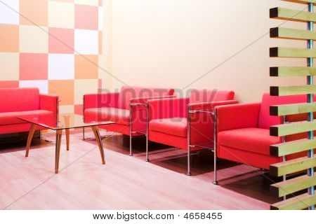 Red Chairs And Table