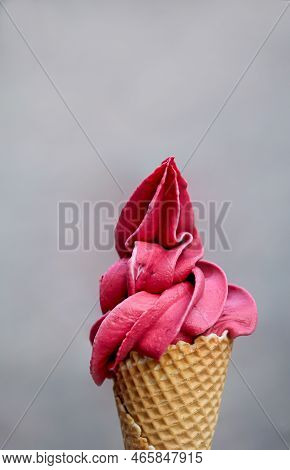 Close Up Of An Ice Cream Cone, A Waffle Ice Cream Cone.