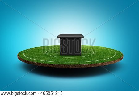 Auction Podium On Cricket Stadium For Player Bidding Front View 3d Illustration