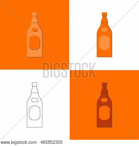 Bottle Of Rum, Great Design For Any Purposes. Flat Style. Color Form. Party Drink Concept. Icon Bott