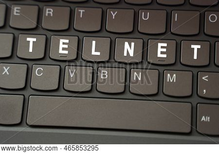 Internet Concept. On The Black Keyboard, The Inscription Is Highlighted In White - Telnet