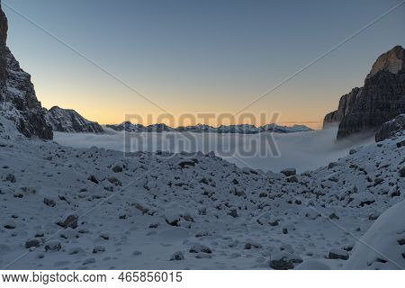 Hiking In Dolomiti Di Brenta In The Beginning Of Winter