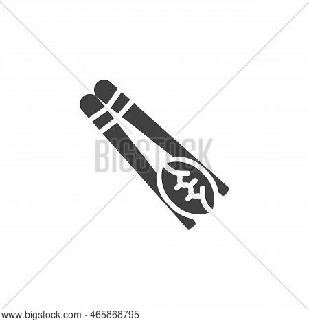 Chopsticks With Wonton Vector Icon. Filled Flat Sign For Mobile Concept And Web Design. Wonton Dumpl
