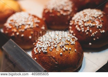 Variety Assortment Of Traditional Finnish Sweets And Pastries With Cinnamon Bun, And Cardamon Roll A