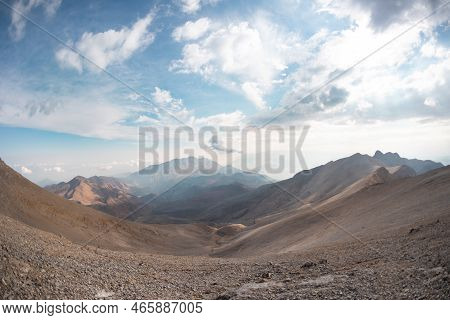 Aladaglar National Park. Cloudy Mountain Landscape. Glacial Mountains, Hills. Transmountain Trips. T