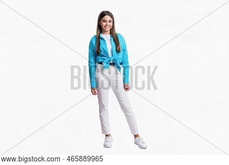Trendy Teenery Girl Isolated On White Background. Style Of Trendy Teen Girl In Studio.