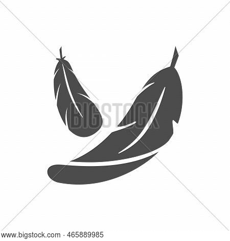 Falling Feathers Icon Or Light Weight Sign Isolated On White