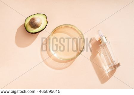Natural Medicine Glass Labware, Petri Dishes, Cream Jars, Scrub, Aromatic Oils. Avocado Oil Natural 
