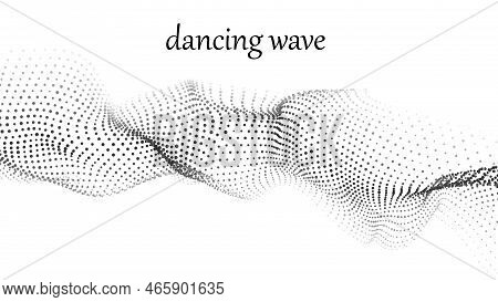 Wave Of Moving Particles On A White Background. Big Data .abstract Vector 3d Illustrations.
