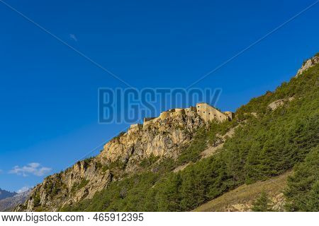 Landscape In The French Southern Alps At In The Middle Of A Large Valley At Briancon In Autumn