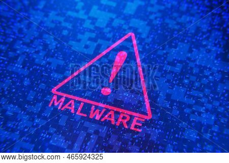 Malware Icon On Abstract Tech Background. Malware Concept. 3d Render..