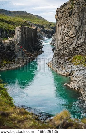 Studlagil Basalt Canyon, Iceland. One Of The Most Epic And Wonderfull Nature Sightseeing In Iceland