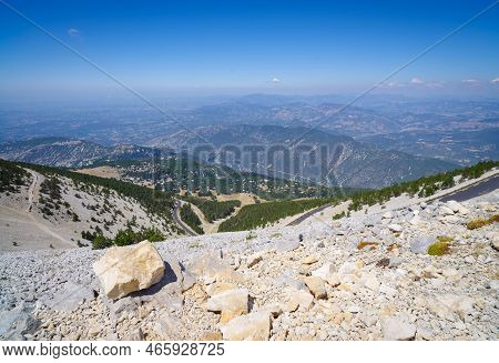 Desolate Landscape On Top Of Mont Ventoux, France. At 1,909 m (6,263 ft), It Is The Highest Mountain