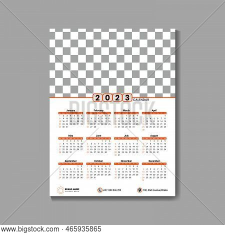Calendar 2023 Template, Planner 2023 Year, Wall Calendar 2023 Template, Week Starts Monday, Set Of 1