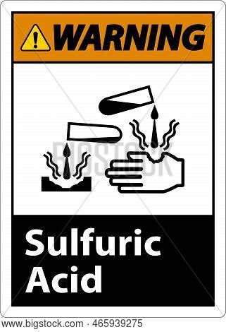 Warning Sulfuric Acid Sign On White Background