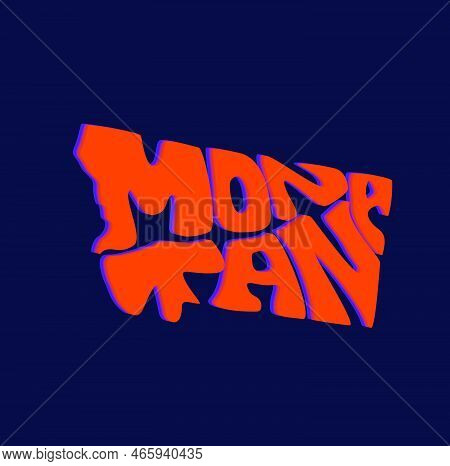 Montana Map Lettering Vector Icon. Montana Typography Map.