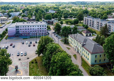 View From Above Of The Dobele City, City And County Administrative Buildings, Zemgale Region, Latvia