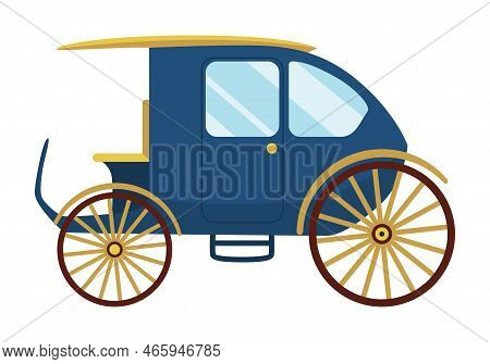 Carriage Cartoon. Vintage Transport With Old Wheels. Antique Transportation Of Royal Coach, Chariot 