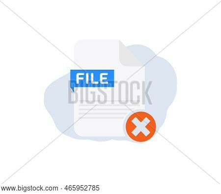 Remove File Icon In Trendy Flat Style Logo Design. Delete Files Or Delete Documents Process. Delete 
