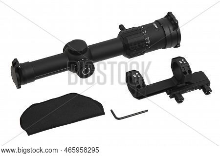 Classic Trigger Double-barreled Smooth-bore Hunting Rifle. Weapon With A Wooden Butt. Isolate On A W