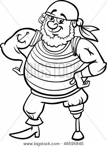 Ilustração dos desenhos animados de pirata para colorir livro