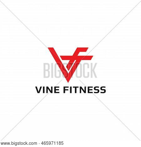 Abstract Initial Letter Vf Or Fv Logo In Red Color Isolated In White Background Applied For Gym Logo