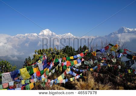 Vista sulle montagne dell'Annapurna da Poon Hill Peak