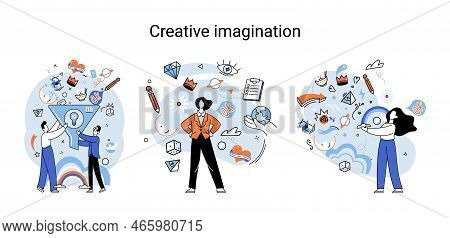 Creative Mind, Imagination Or Brainstorm Or Originative Idea Concept. Creative Imagination. Phantasy