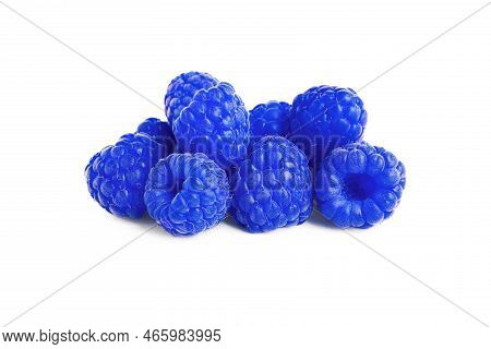 Fresh Tasty Blue Raspberries Isolated On White