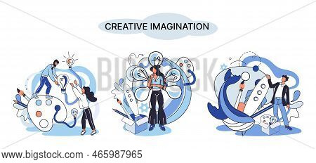 Creative Mind, Imagination Or Brainstorm Or Originative Idea Concept. Creative Imagination. Phantasy