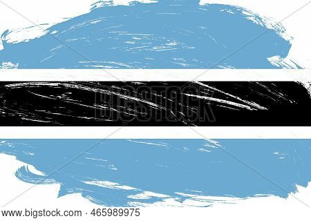 Distressed Stroke Brush Painted Botswana Flag On White Background