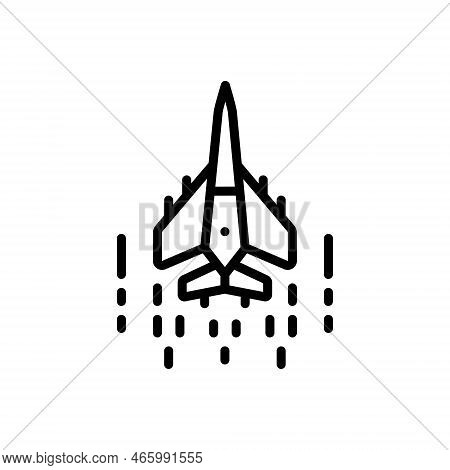Black Line Icon For Sally Sortie Jaunt Air-force Aircraft Army Combat Flight Soldier Transport
