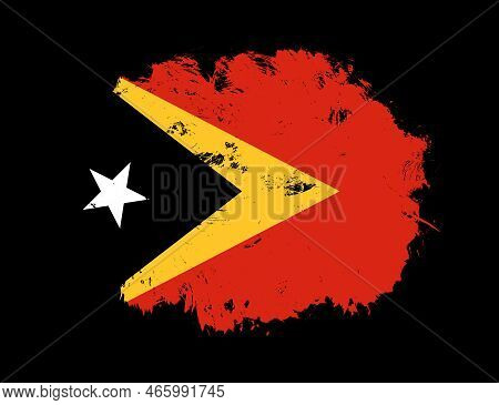 East Timor Flag Painted On Black Stroke Brush Background