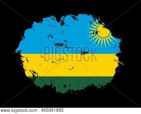 Rwanda Flag Painted On Black Stroke Brush Background