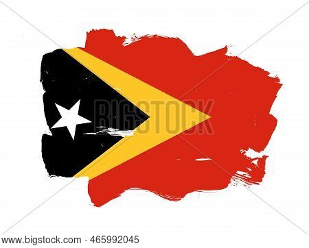 Painted Flag Of East Timor With Stroke Brush Effect On White Background