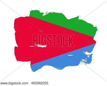 Painted Flag Of Eritrea With Stroke Brush Effect On White Background