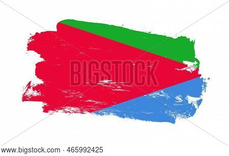 Stroke Brush Painted Distressed Flag Of Eritrea On White Background